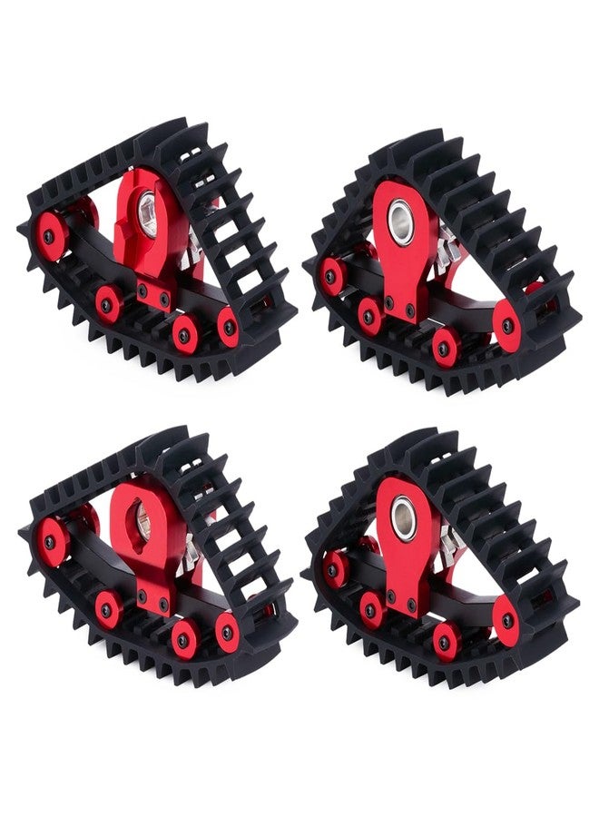 FACCNOY 4pcs Snow Tracks Wheel Tires for 1/18 RC Crawler Car Traxxas TRX4M Upgrade Parts (Red) - Image 1